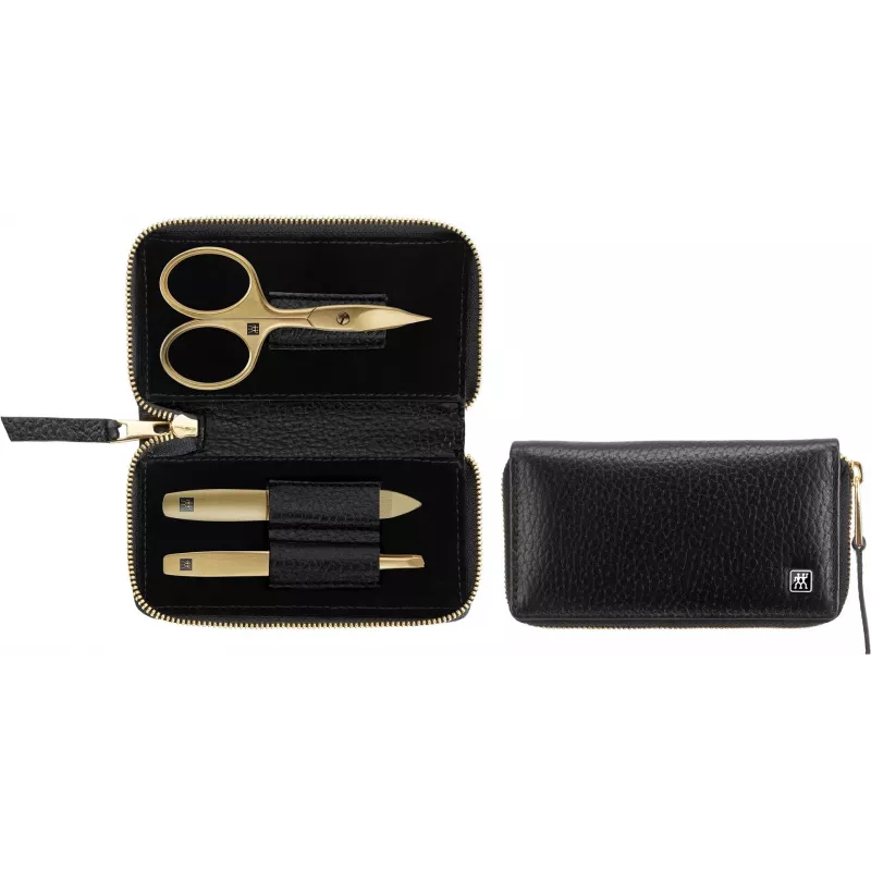 Manikiūro rinkinys ZWILLING Twinox Gold Edition 97747-004-0 — 3 dalių juodame odiniame dėkle