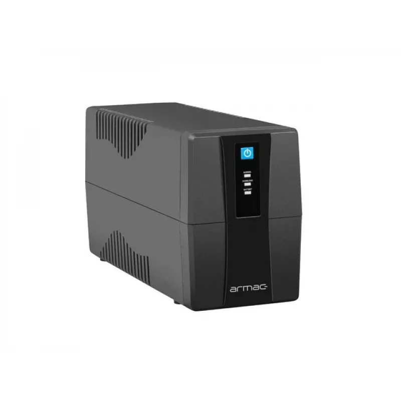 UPS ARMAC HL/850E/LED/V2 — Linijinė-interaktyvi 0,85 kVA, 480 W, 12 V 7 Ah baterija, 2 × Type E lizdai, AVR, 40 dB