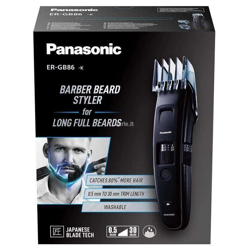 Panasonic | Barzdaskutė | ER-GB86-K503 | Belaidė | Ilgio pakopų skaičius 57 | Pakopos tikslumas 0,5 mm | Juoda
