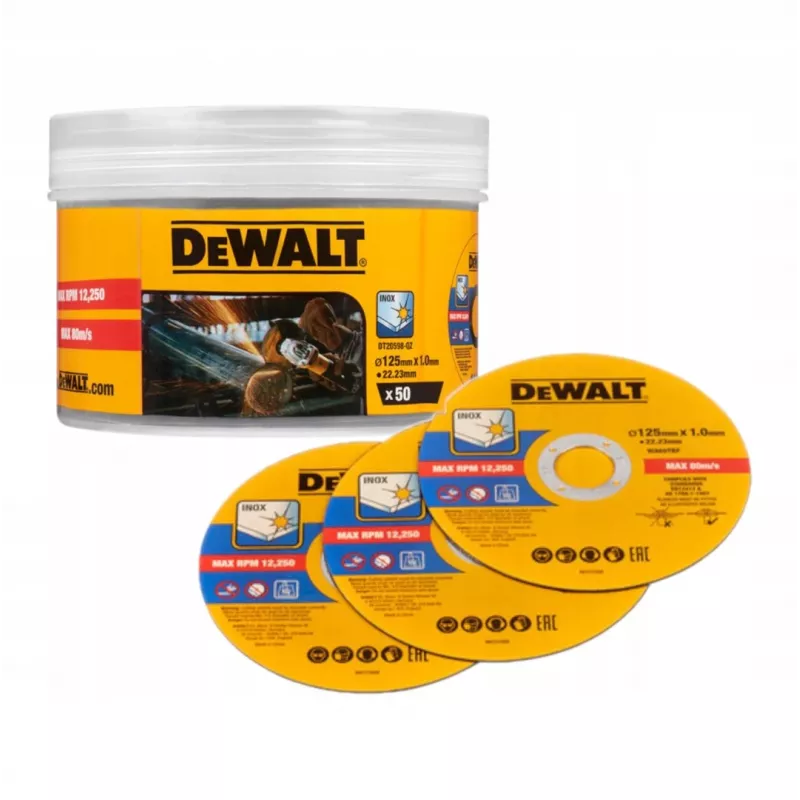 Pjovimo diskas 125 mm x 1 mm, DeWalt, pakuotėje 50 vnt.