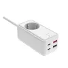 Maitinimo prailginimo adapteris FIXED FIXCS65-1.5-WH su 2× USB-C PD 65W ir 2× USB-A prievadais