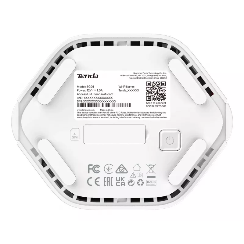 Tenda 5G01 belaidis maršrutizatorius Gigabit Ethernet Dviejų juostų (2,4 GHz / 5 GHz) 5G Baltas