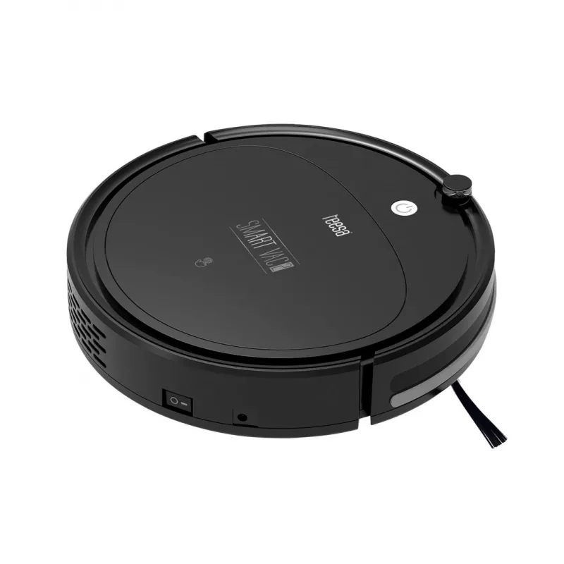 Robot vacuumeris TEESA Smart VAC 2 — apvalus, juodas, 1000 Pa siurbimo galia, 9,6 V/2000 mAh Li baterija, 0,2 L dulkių talpykla, Wi‑Fi, automatinis grįžimas