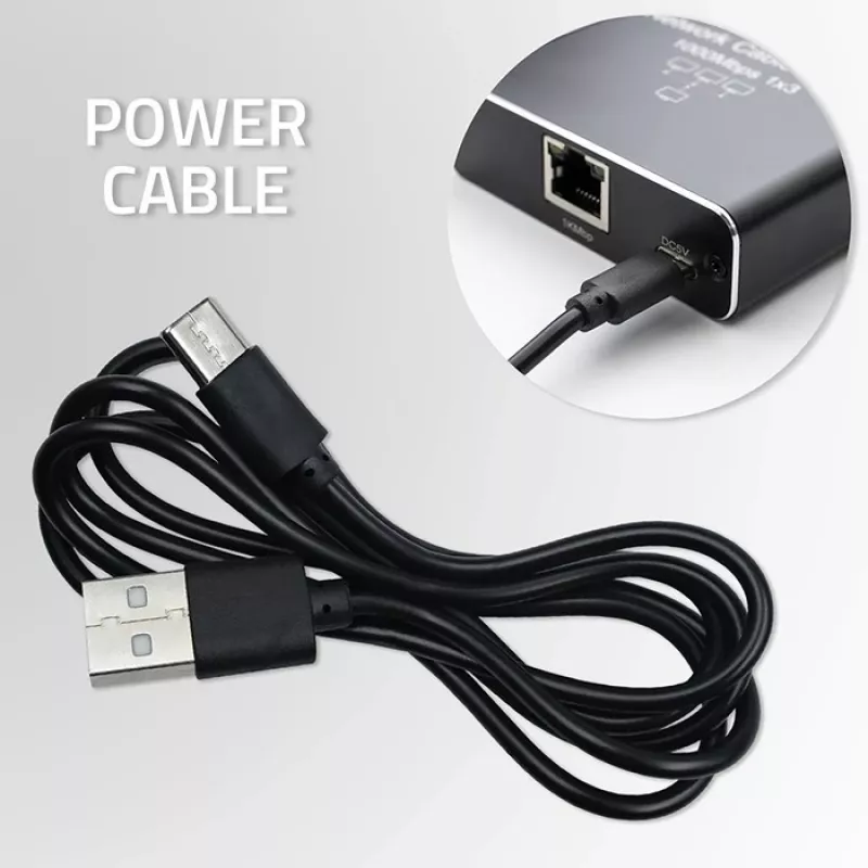 Ethernet mini jungiklis QOLTEC 52293 1x4 RJ45, 1 įėjimo 4 išėjimų nevaldomas tinklo skirstytuvas