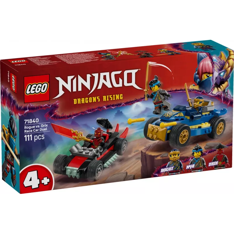 Statybiniai kaladėlės Ninjago 71840 Lenktynių dvikova Rogue prieš Drix