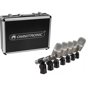 Būgnų mikrofonų rinkinys Omnitronic MIC 77-7LMH MK2 — 7 dalių komplektas kelių mikrofonų būgnų įrašymui