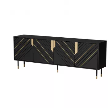 Chest of drawers cama meble Cama 4D MOUNTAIN 204x40x72 cm — Juoda & gold, MDF/particle board