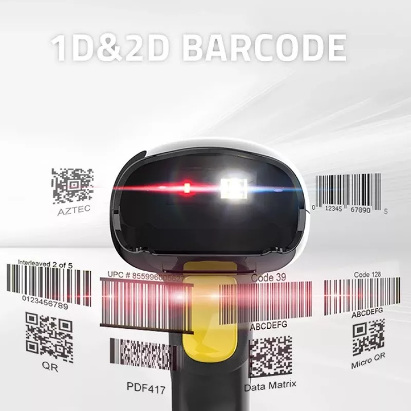 Belaidis brūkšninio kodo skaitytuvas QOLTEC 50856 — 1D ir 2D belaidis rankinis, USB sąsaja, ABS korpusas, 170×62×100 mm, 203 g