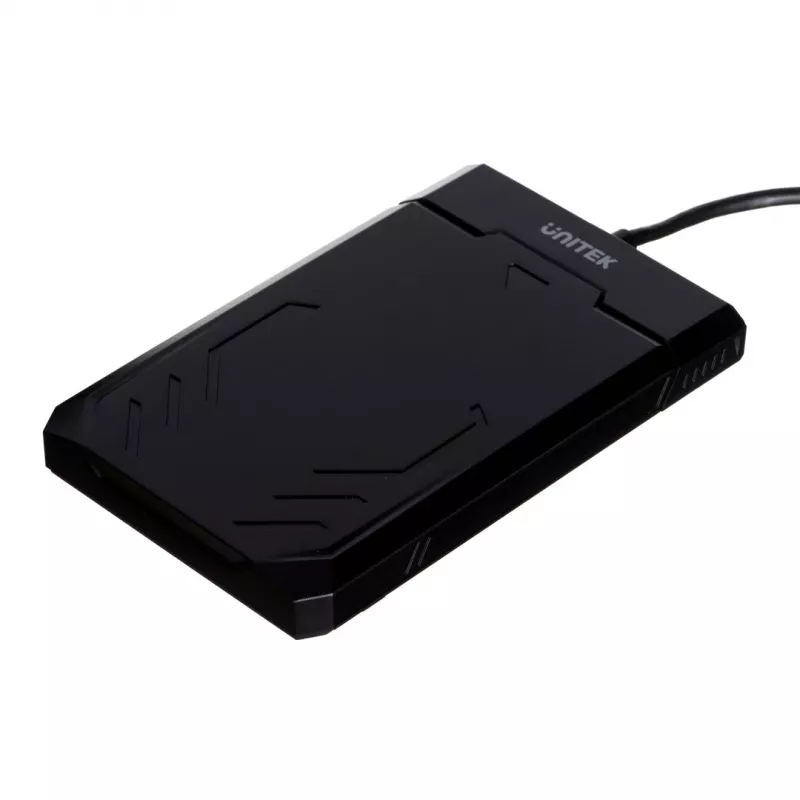 HDD/SSD dėžutė Unitek Y-3036, 2,5 colio SATA III, USB 3.2 Gen 1 (5 Gbit/s), UASP, integruotas USB-A laidas, juoda