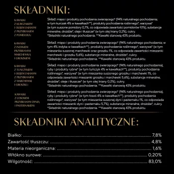 Šlapias kačių maistas Sheba Nature's Collection Mix 40×85 g maišelių pakuotė — suaugusioms katėms, pagrindinis skonis kalakutiena, drėgmė 83 %, baltymai 7,8 %