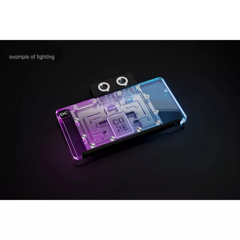 Grafikos plokštės vandens blokas Alphacool Core RX 9070 XT Hellhound+ permatomas chromas su galine plokšte