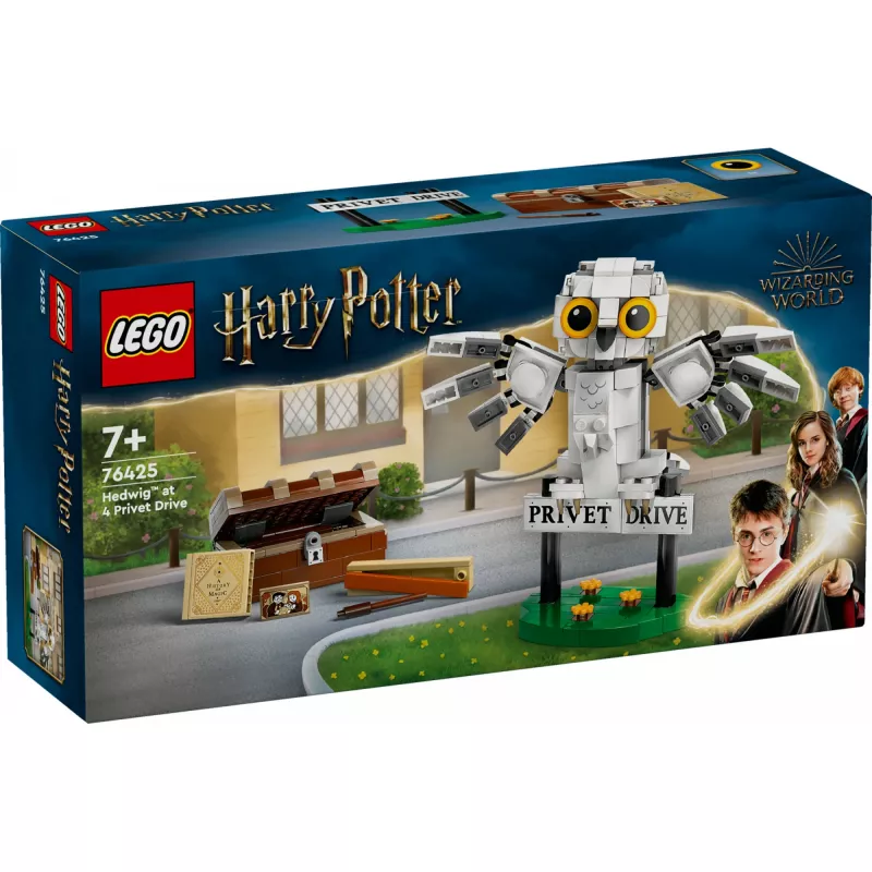 LEGO Harry Potter statomas Hedwiga Privet Drive modelis 76425 — 337 dalys, 100 mm aukštis, rekomenduojamas amžius 7+
