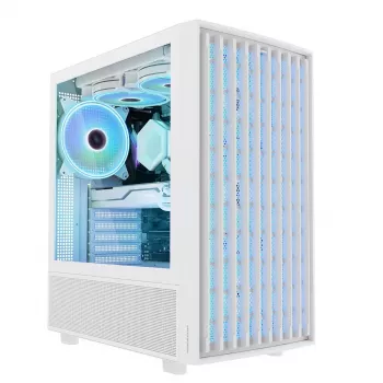 PC korpusas MODECOM BREEZE ARGB Flow MIDI juodas — ATX, 3x140mm priekyje + 1x140mm gale, grūdintas stiklas, USB-C