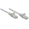 Intellinet tinklo komutacinis kabelis, Cat6, 1 m, pilkas, CCA, U/UTP, PVC, RJ45, auksu dengti kontaktai, su apsauga nuo užkabinimo, su antgaliais, viso gyvenimo garantija