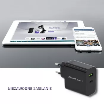 Maitinimo adapteris QOLTEC 51717 45W 20V 3A kintamosios srovės patalpų įkroviklis išmaniajam laikrodžiui, juodas