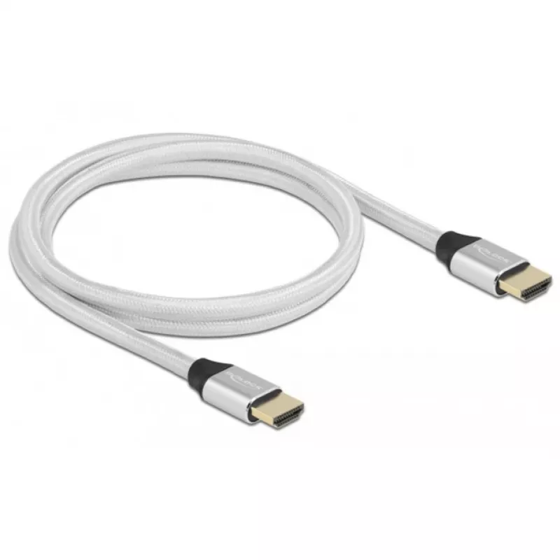 HDMI kabelis DeLOCK Ultra High Speed 48 Gbps 8K 60 Hz sidabrinis 1 m