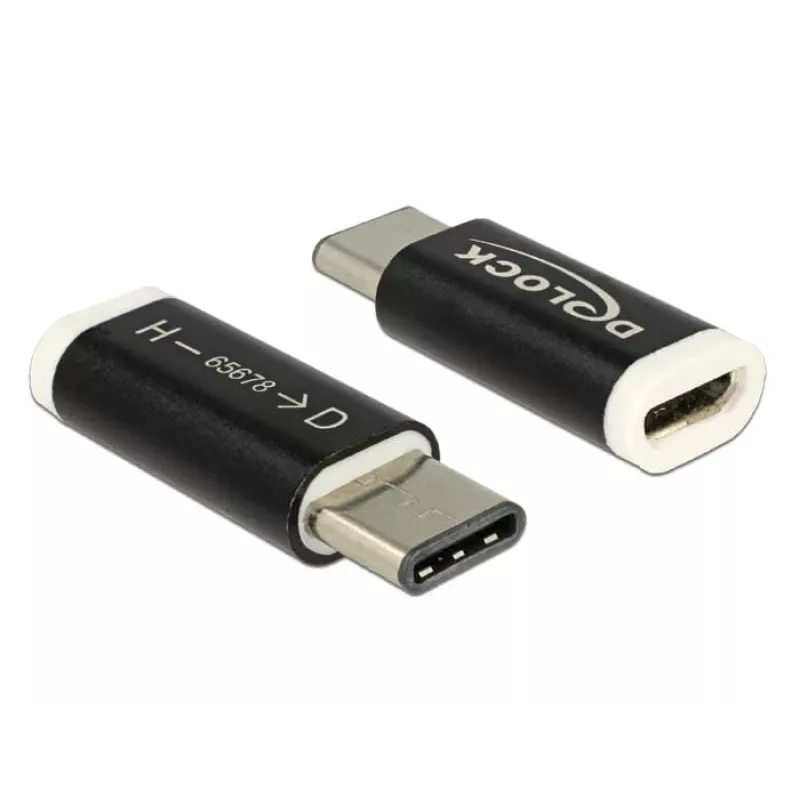 Delock - USB adapteris - 24 kontaktų USB-C (M) į Micro-USB B tipo (W) - USB 3,1 - juodas (65678)