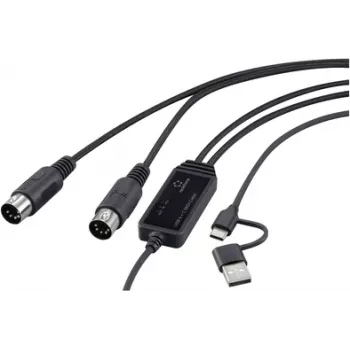 Renkforce RF-6439636 USB, MIDI adapteris [2x DIN kištukas 5 kontaktų - 1x USB-C®, USB-A] Juodas 2 m (RF-6439636)