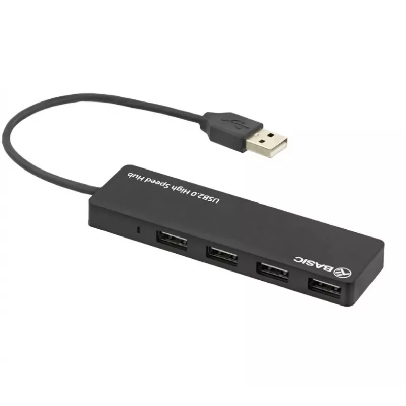 USB šakotuvas Tellur Basic 4 prievadų USB 2.0 — juodas, 4x USB-A prievadai