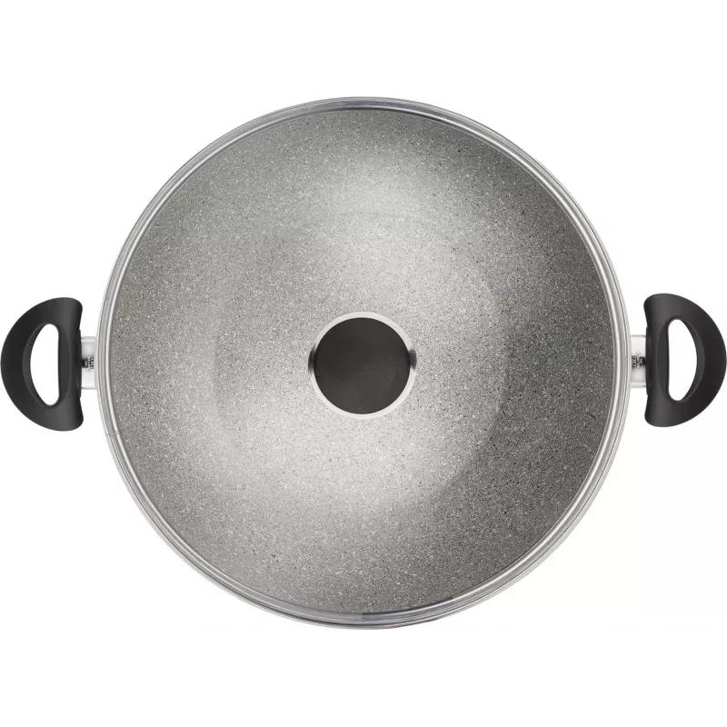 Wok keptuvė Ballarini Ferrara FERR8KD.36D 36 cm, granito danga, dvi rankenos ir dangtis