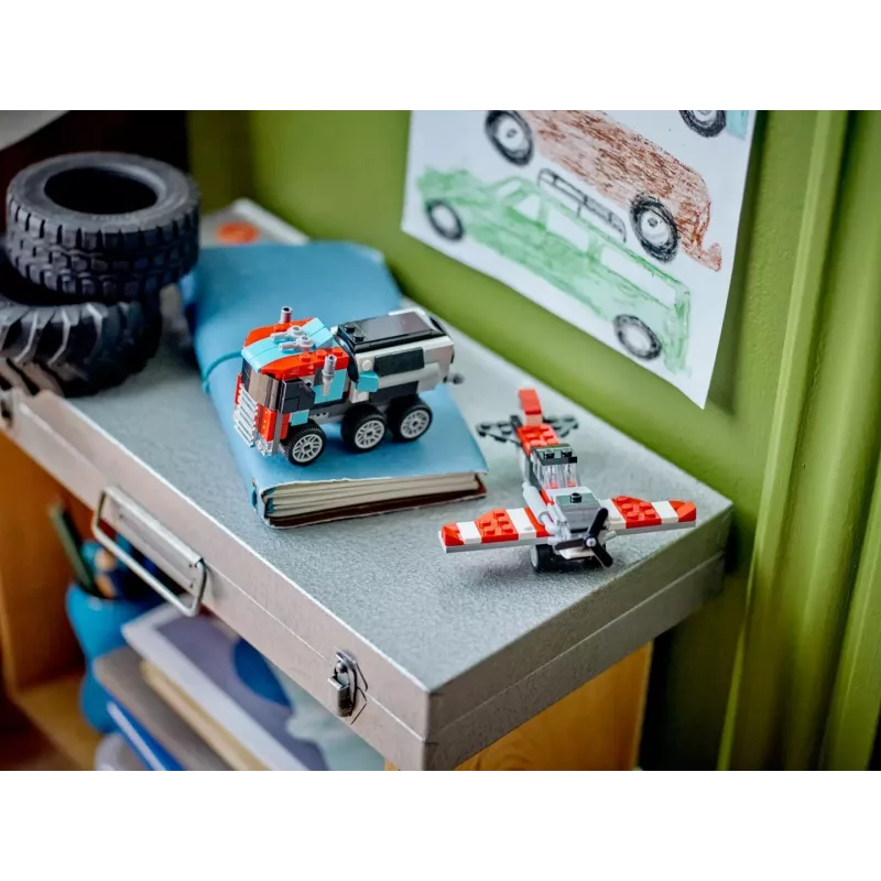 LEGO Creator 2-in-1 Flatbed Truck with Helicopter set 31146, keičiama konstrukcija vaikams