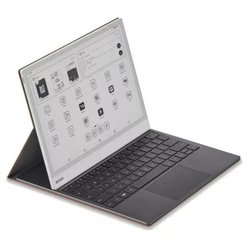 Klaviatūros dėklas Onyx Boox Note Max ir Tab X C — rudas apsauginis aplankas su integruota klaviatūra
