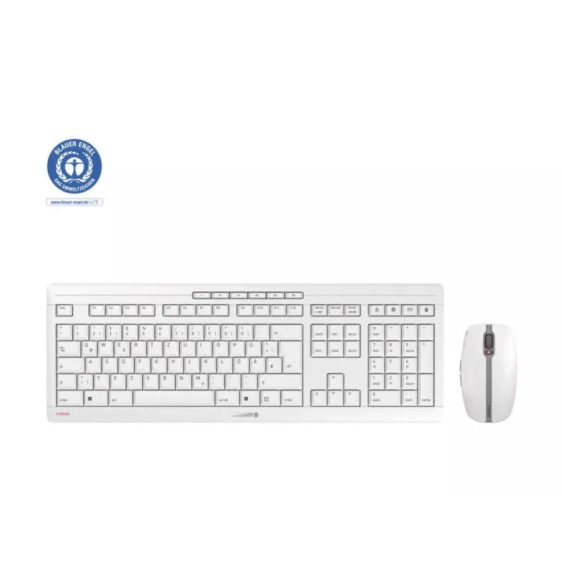 CHERRY Stream Desktop klaviatūra, pelė įtraukta, biurui, belaidė RF, QWERTZ, vokiečių, balta