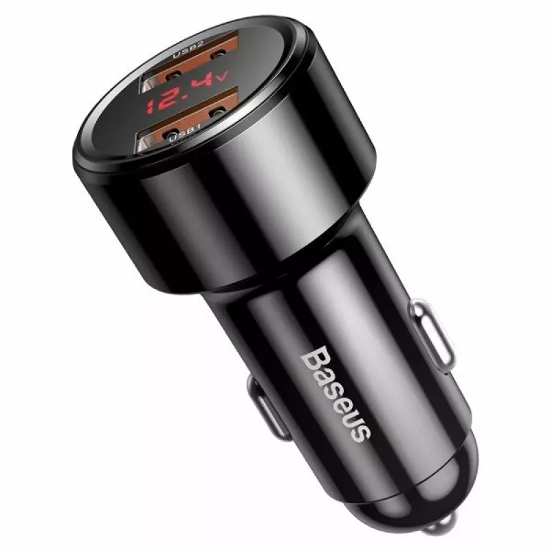 Automobilinis USB greitasis įkroviklis Baseus CCMLC20A-01 – išmaniesiems telefonams, įvestis 12–24 V, išvestis iki 20 V, juoda