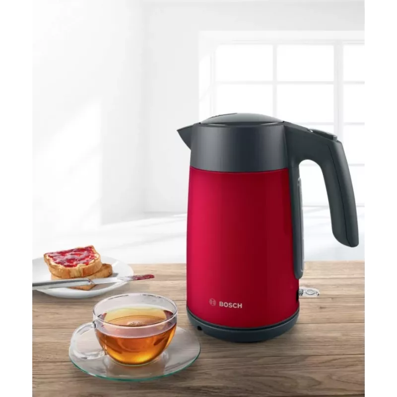 Elektrinis virdulys Bosch TWK7L464 — 1,7 l talpa, 2400 W, raudonas, plastikinis korpusas
