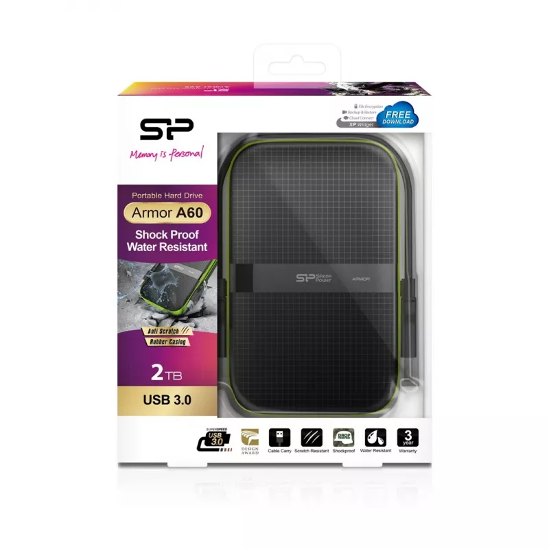 Silicon Power Armor A60 išorinis kietasis diskas 2000 GB juodos spalvos