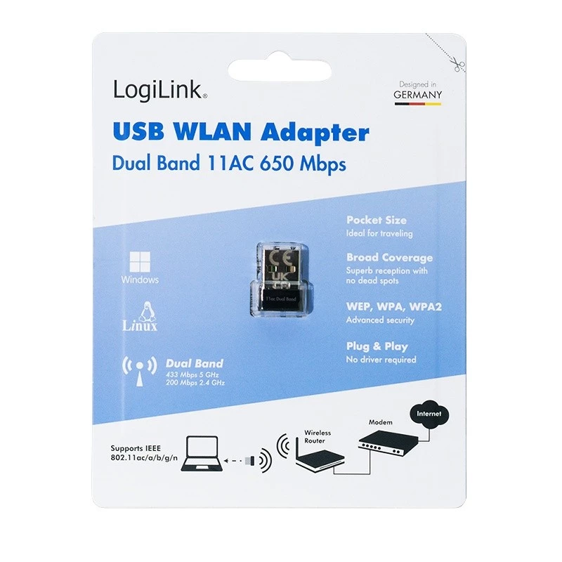 Belaidis USB WLAN adapteris, 11ac, 650 Mbit