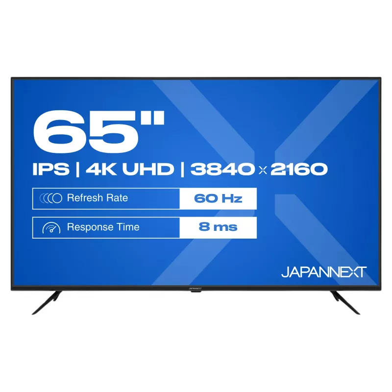 164,0cm/65 inch (3840x2160) JAPANNEXT JN-IPS650UHD60F 16:9 IPS 60Hz HDMI USB WLAN Garsiakalbis Juoda