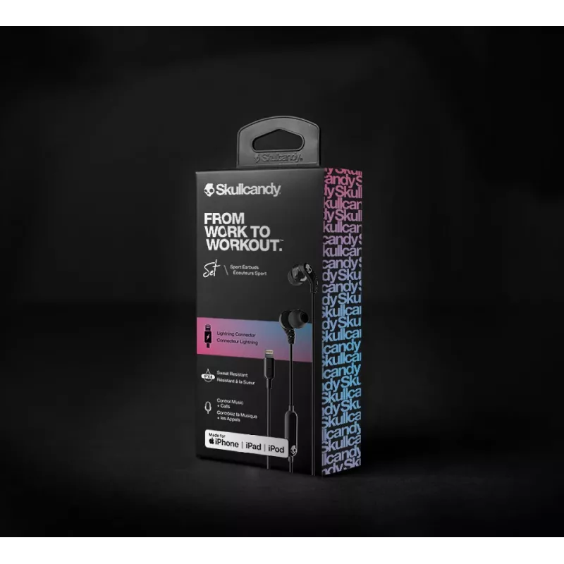 Skullcandy | Sport Earbuds | Rinkinys | Ausinės | Mikrofonas | Triukšmo slopinimas | Juoda