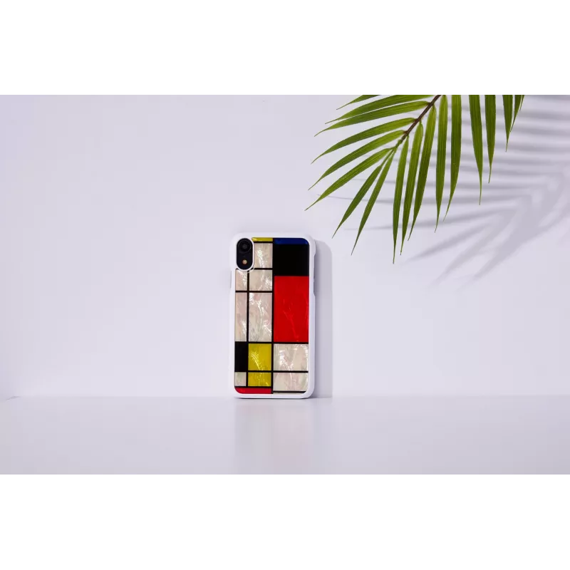 iKins išmaniojo telefono dėklas iPhone XR Mondrian White — apsauginis kietas galinis dangtelis