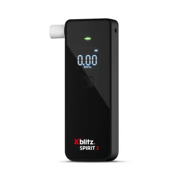 Breathalyzer Xblitz Spirit 2 kompaktiškas alkoholio matuoklis, BAC 0–4%, tikslumas 1%, LCD, 111×35×24 mm, 77 g, 2×1,5V baterijos, 2 vnt.