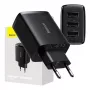 Baseus kompaktiškas greitasis įkroviklis, 3x USB, 17W (juodas)