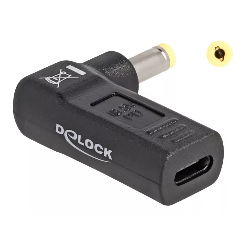 DeLOCK adapteris USB Type-C lizdas į HP 4,8 x 1,7 mm kištuką 90° kampu