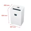 Smulkintuvas HSM Pure 420 – dalelių pjovimas P-4, 24 cm darbinis plotis, 15 lapų talpa, 35 l dėžė, balta