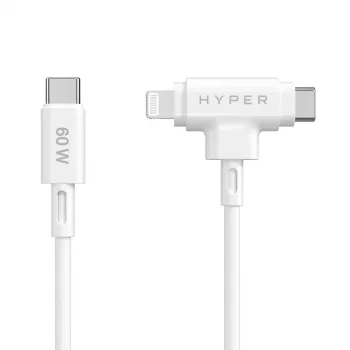 HYPER HyperJuice USB kabelis USB 2.0 1,5 m USB C USB C/Lightning baltas