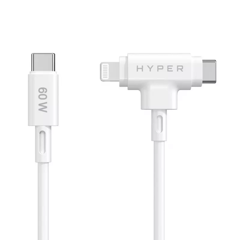 HYPER HyperJuice USB kabelis USB 2.0 1,5 m USB C USB C/Lightning baltas
