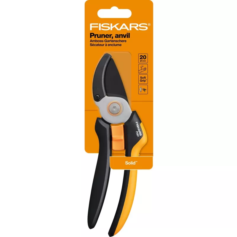 Fiskars Solid L P361 genėjimo žirklės priekalo tipo juoda, oranžinė