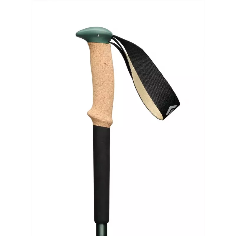 Trekking lazdos Juoda Diamond Trail Cork, reguliuojamos 100–140 cm, aliuminis, kamštinė/EVA rankena, 3 segmentų, žalia/smėlio