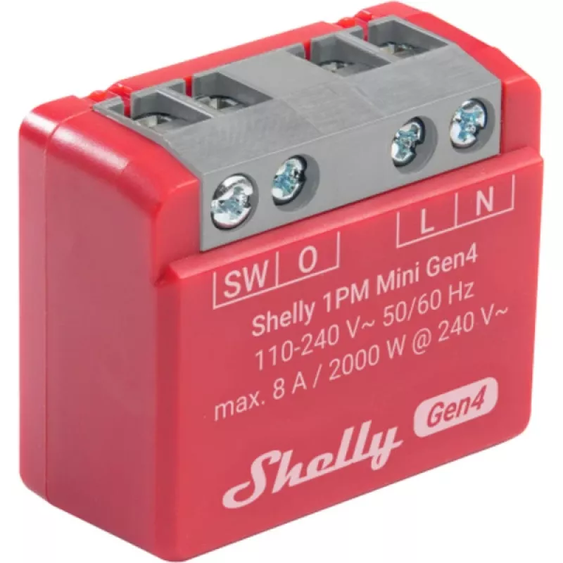 Shelly 1PM Mini Gen4 2 vnt. pakuotė — „Shelly Wi-Fi“ išmanioji relė su galios matavimu, kompaktiškas DIN / modulinis korpusas