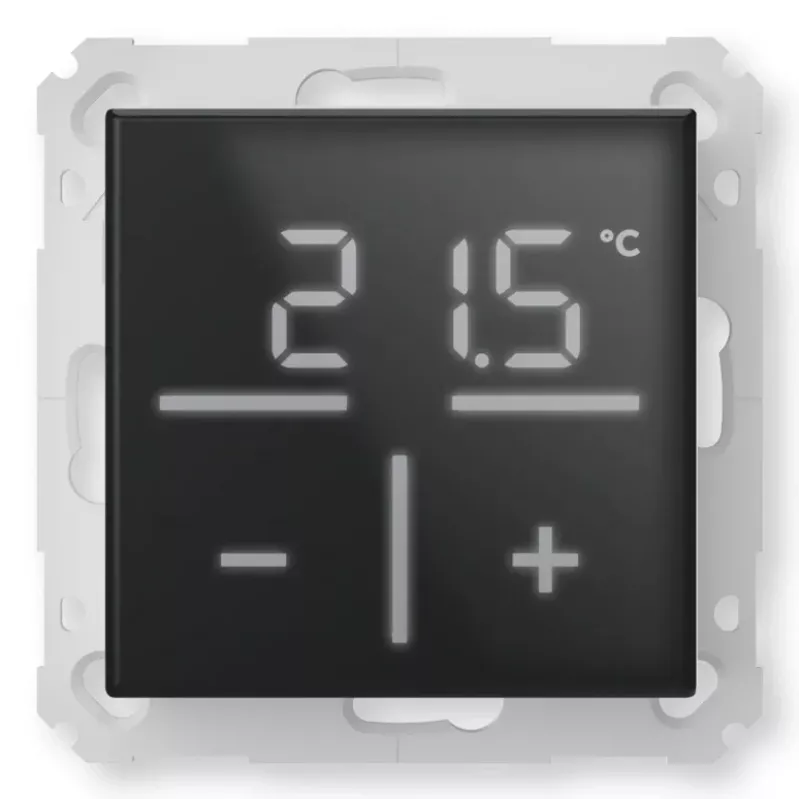 Stiklinis sieninis termostatas Homematic IP su CO₂ jutikliu — mechaninis, juodas, 230 V, IP20