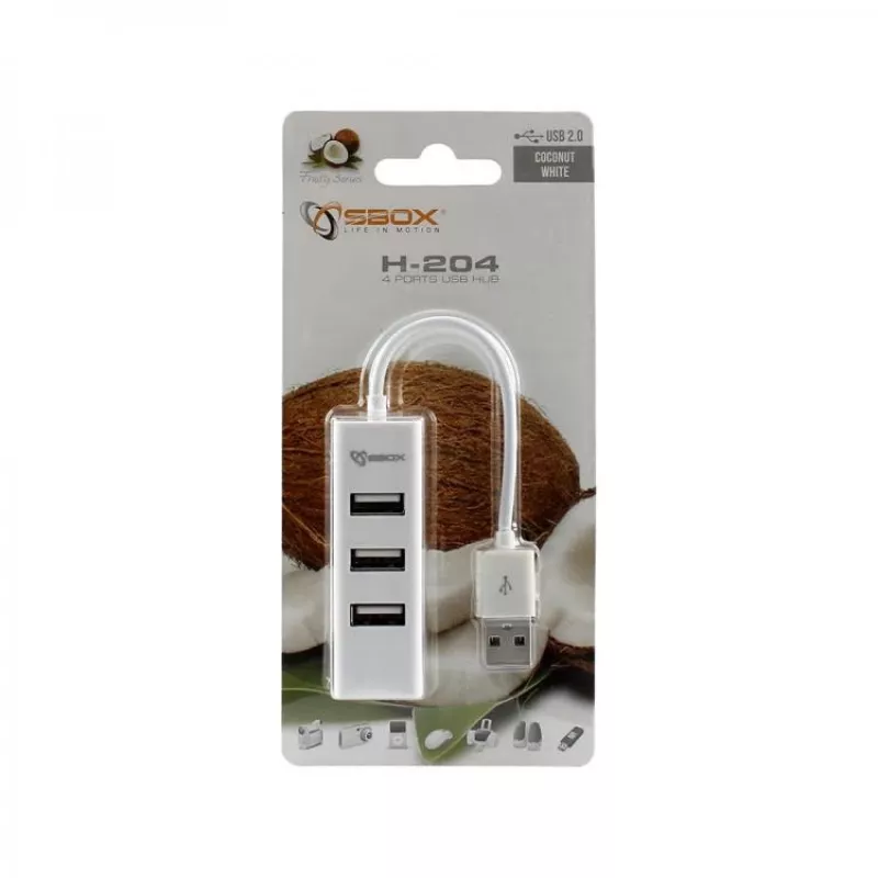Sbox H-204W USB 4 prievadų šakotuvas Coconut Balta