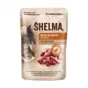 Šlapias kačių ėdalas SHELMA multipack 4×85 g — pilnavertis suaugusių kačių šlapias ėdalas, vištiena, kalakutiena, jautiena, antiena, be grūdų