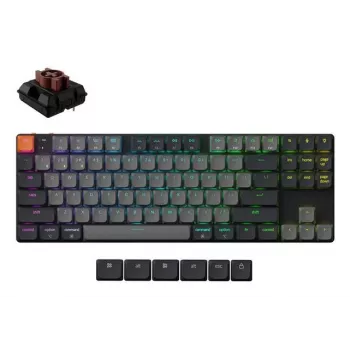 Mechaninė klaviatūra Keychron K1X-B3 — 80 % formos faktorius, USB + Bluetooth, QWERTY anglų k., 87 klavišai, RGB, pilka