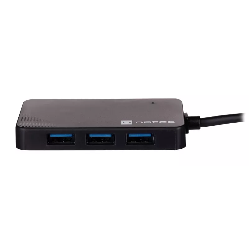 USB šakotuvas NATEC Moth 4 prievadų USB 3.2 Gen 1 Type-A (5000 Mbit/s), maitinamas per USB, juodas, 0,15 m laidas