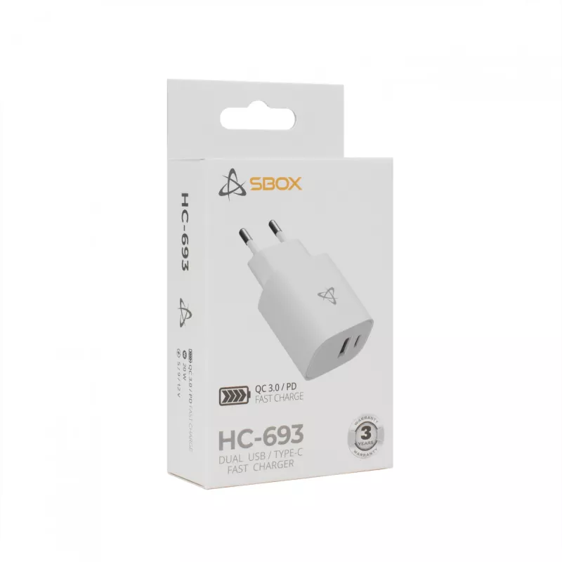 Sbox HC-693 USB namų įkroviklis 20 W QC baltas