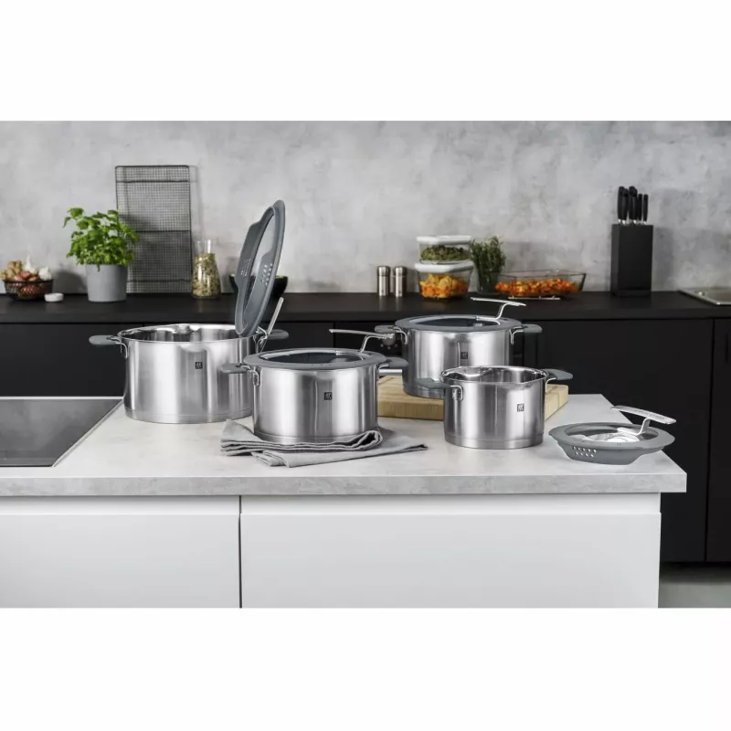 ZWILLING SIMPLIFY 66870-004-0 puodų rinkinys iš nerūdijančio plieno 4 vnt. Sidabrinė, juoda